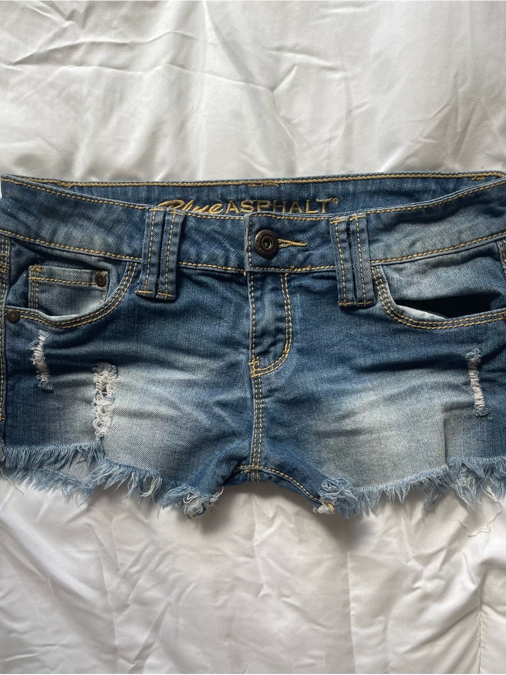 Blue Asphalt Women's Light Blue Distressed Denim Shorts